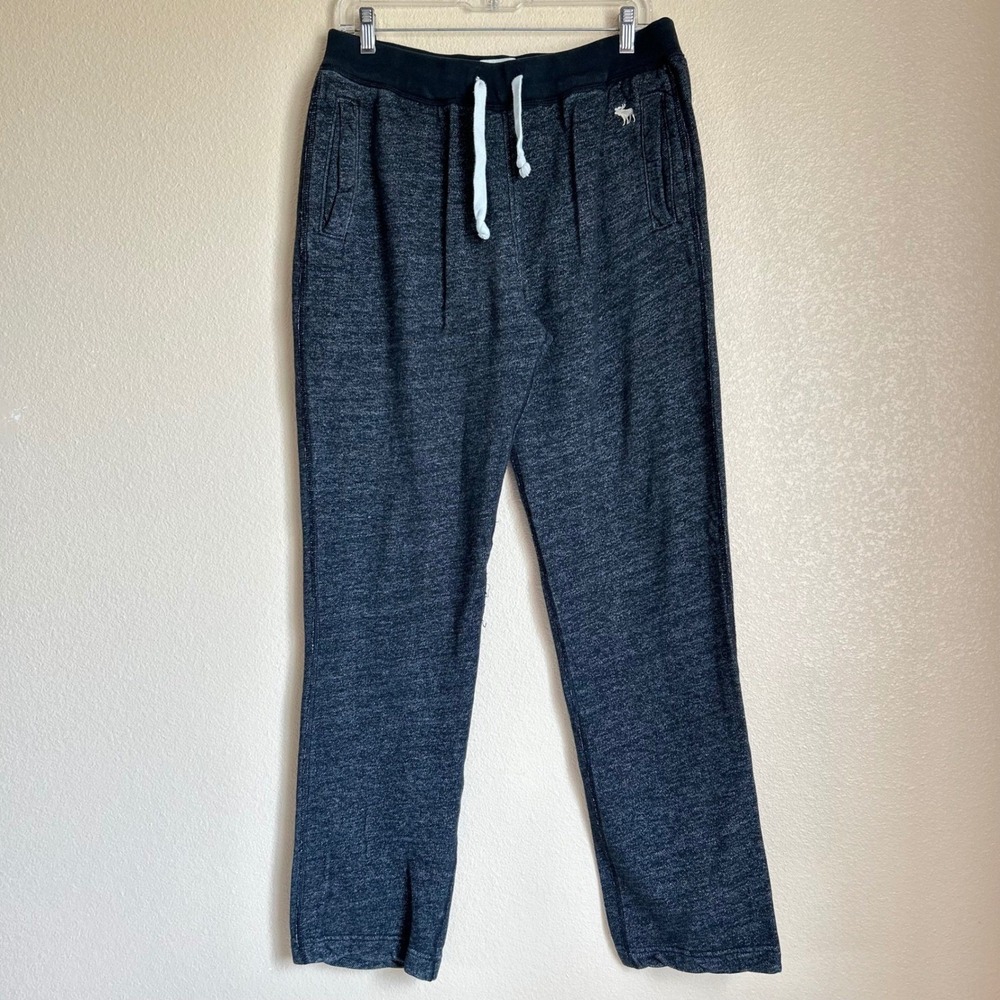 Abercrombie Fitch Size L Charcoal Gray Marl Straight Leg Jogger Sweatpants Moose